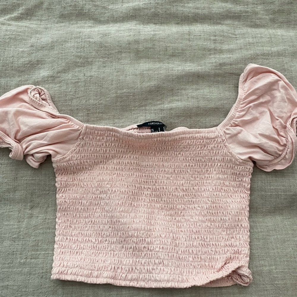 Light Pink Smocked F21 Top